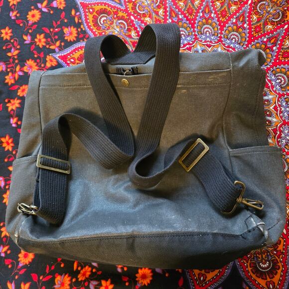 Sons of Trade LARGE Tactical tote in Back Oilcloth Canvas - Picture 8 of 12